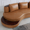 Sofá modular de cuero para sala de estar con almacenamiento