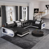 Elegante sofá seccional con led capitoné para espacios reducidos