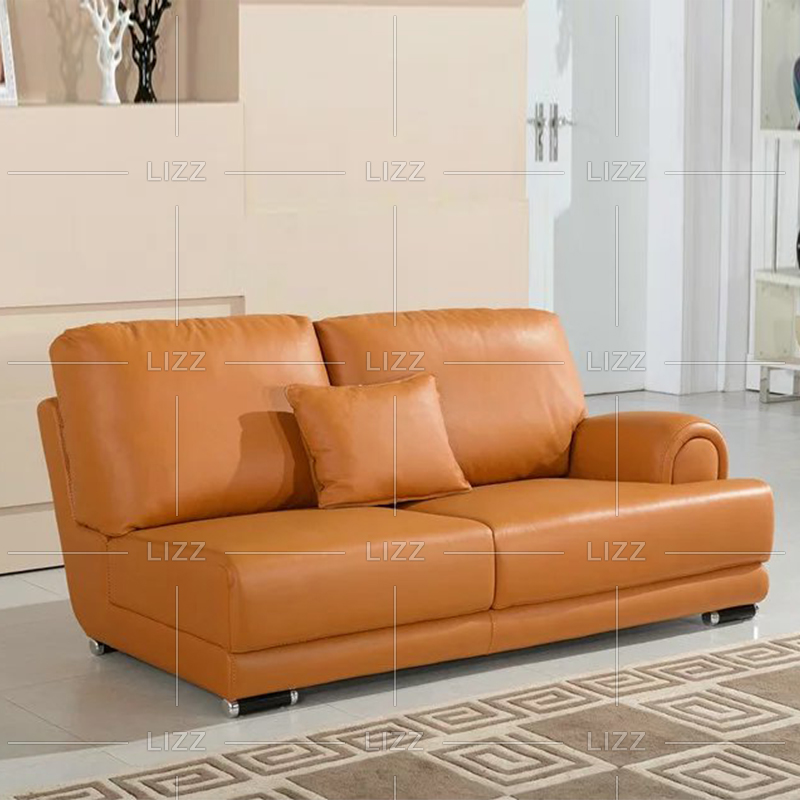 Sofá de cuero marfil de diseño europeo de sala de estar