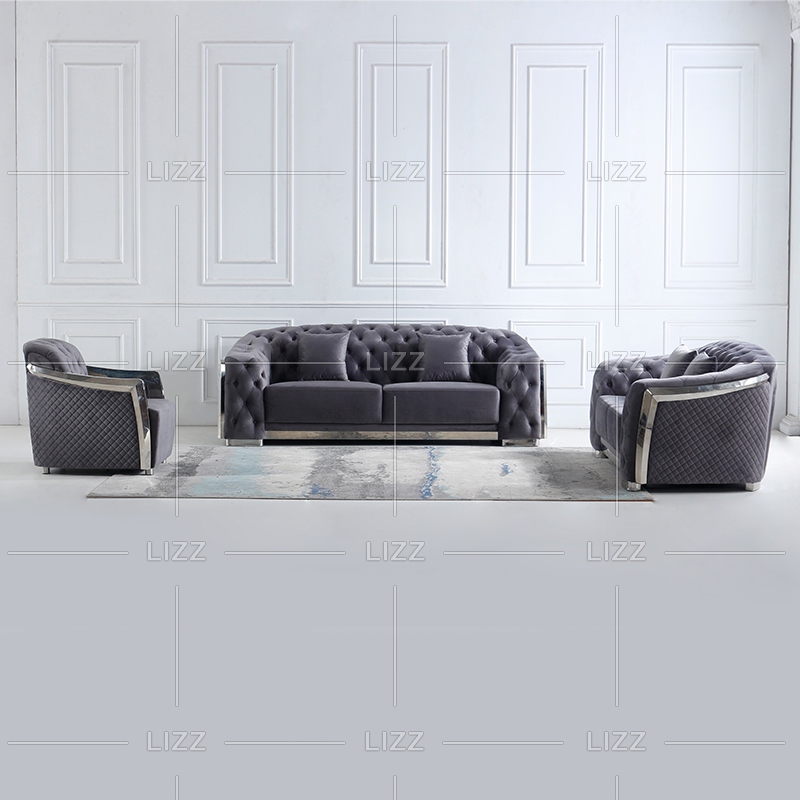 Sofá de sala de estar de tela copetuda de último diseño