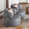 Sofá de salón de cuero contemporáneo con Ottaman