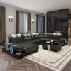 Sofá de sala de estar de cuero contemporáneo con chaise