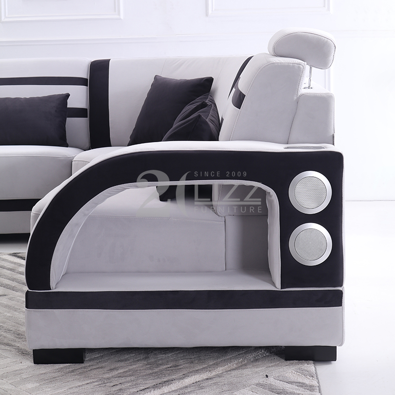 Sofá de sala de estar modular de tela con mesa
