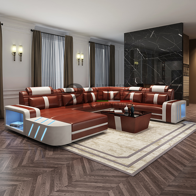 Sofá seccional LED de tela de sofá para sala de estar