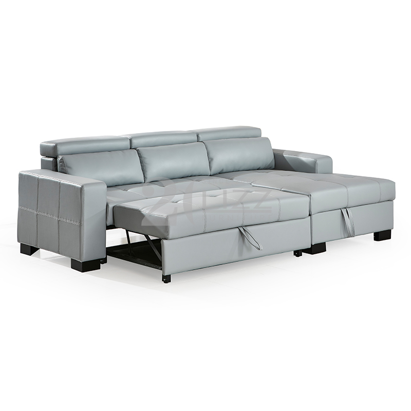 Sofá de cuero para sala de estar con cama extraíble