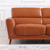 Sofá de cuero clásico para sala de estar con marco de madera