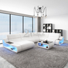 Sofá seccional LED de esquina de cuero para sala de estar