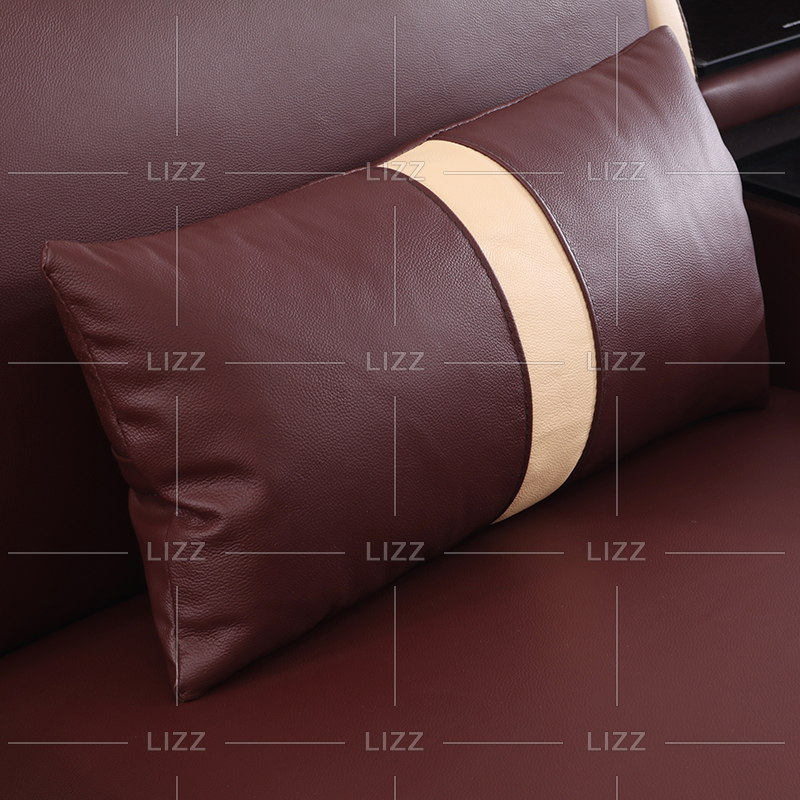 Sofá seccional LED marrón oscuro en forma de U con mesa