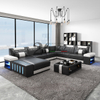 Sofá seccional LED negro en forma de U para sala de estar