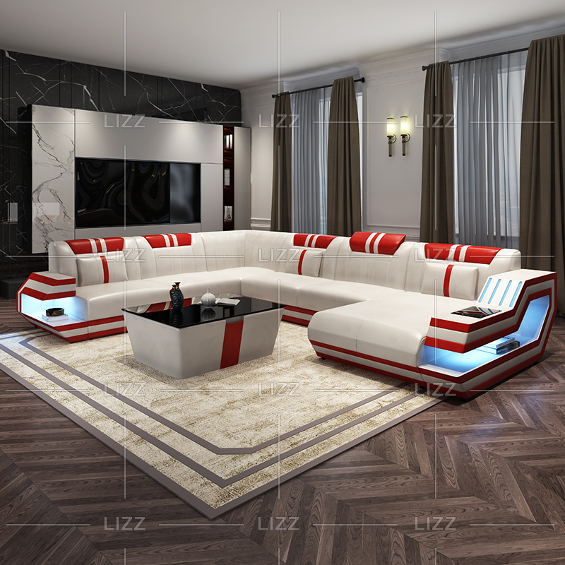 Sofá seccional de lona funky led con chaise lounge